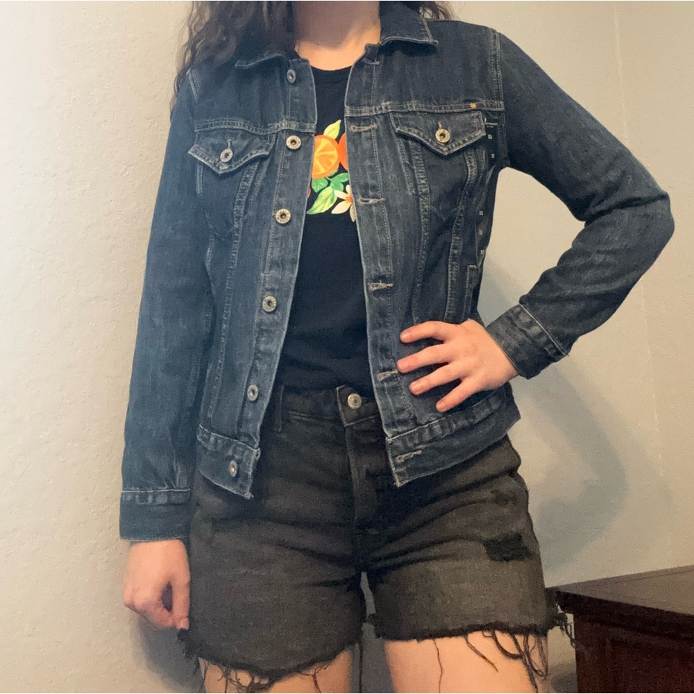 Lucky Brand Tomboy Trucker Jean Jacket Medium Dark Wash Denim Women's Size XS